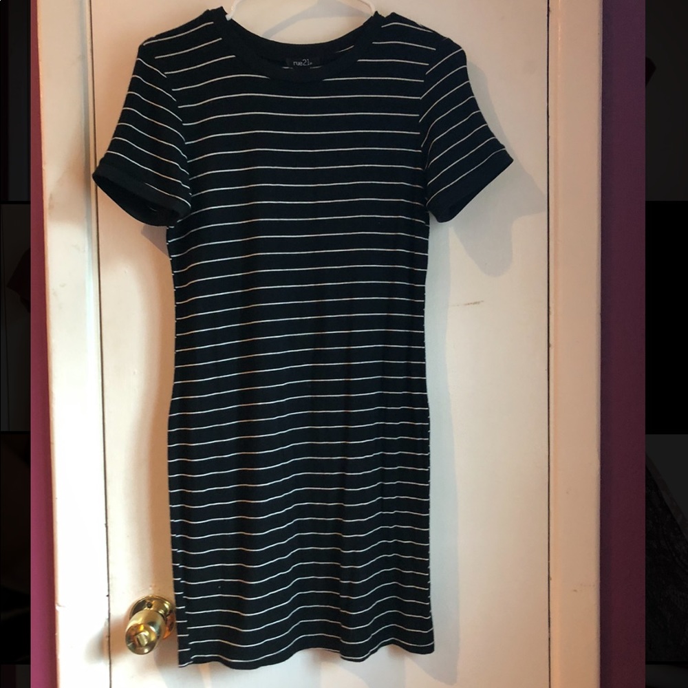 black white stripped dress